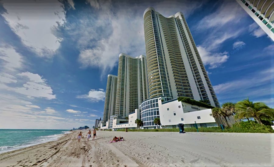 Trump Towers beachfront condominiums at Sunny Isles Beach, Miami